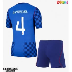 Chorvatsko Josko Gvardiol #4 Dětské Venkovní dres komplet MS 2026 Krátký Rukáv (+ trenýrky)